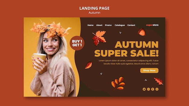 Autumn summer sale landing page template