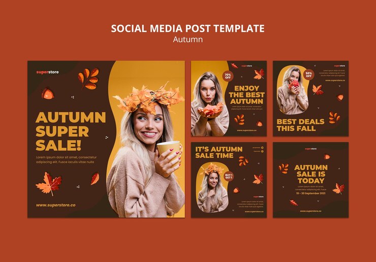 Free PSD autumn summer sale social media post