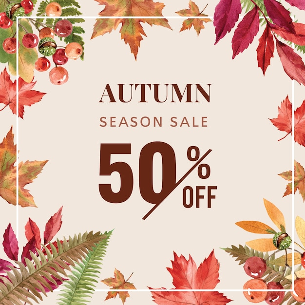 Free PSD autumn-themed banner with border frame