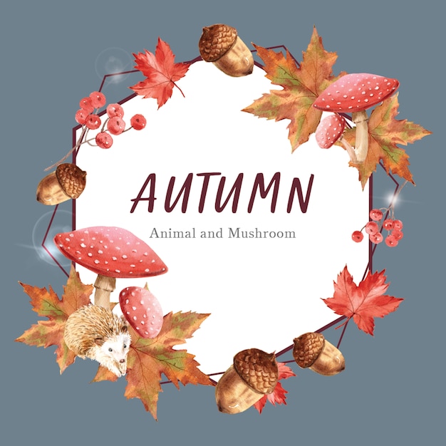 Autumn-themed template with border frame