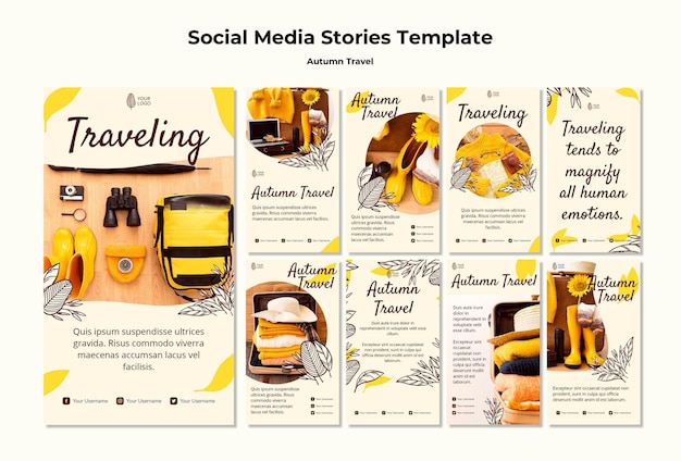 Free PSD autumn traveling social media stories template