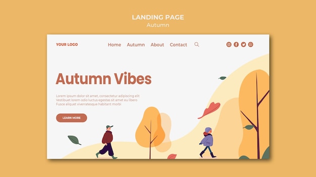 Free PSD autumn vibes landing page template