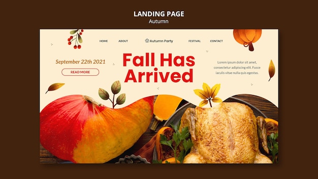 Бесплатный PSD Осенний веб-шаблон с фото