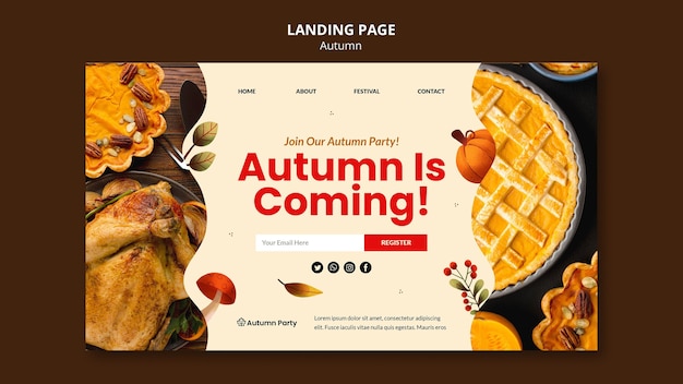 Free PSD autumn web template with photo