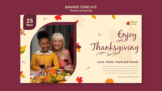 Autumnal thanksgiving day horizontal banner template