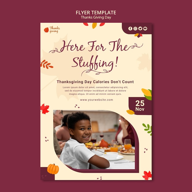 Free PSD autumnal thanksgiving day print template