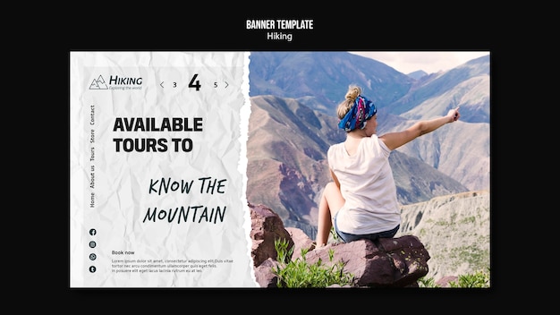 Available tours hiking banner template