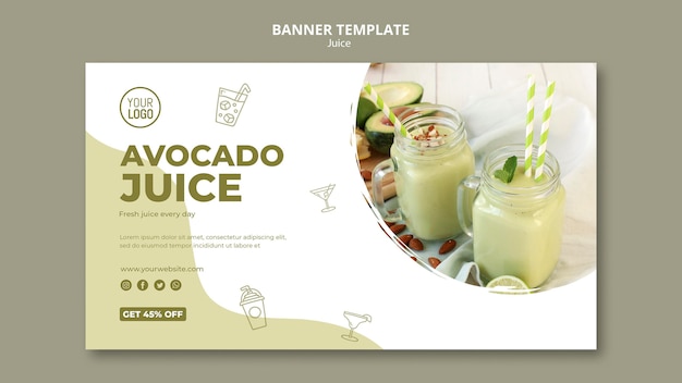 Avocado juice banner template with photo