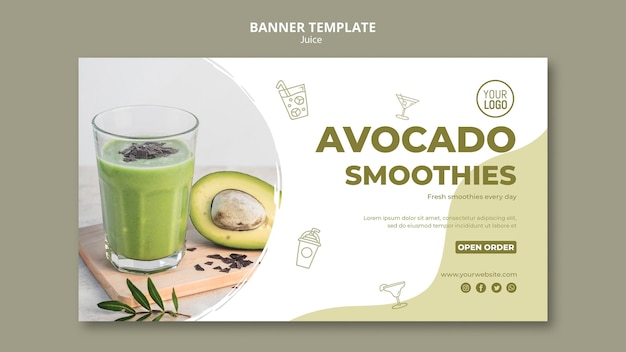 PSD gratuito modello di banner orizzontale di succo di avocado