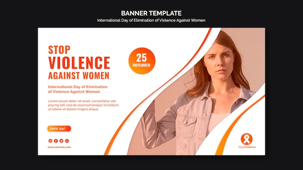 無料PSD 写真付き女性バナーに対する暴力の認識