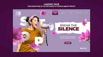 Бесплатный PSD Интернет-страница осведомленности о насилии в отношении женщин