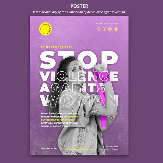 Awareness of violence against women poster template