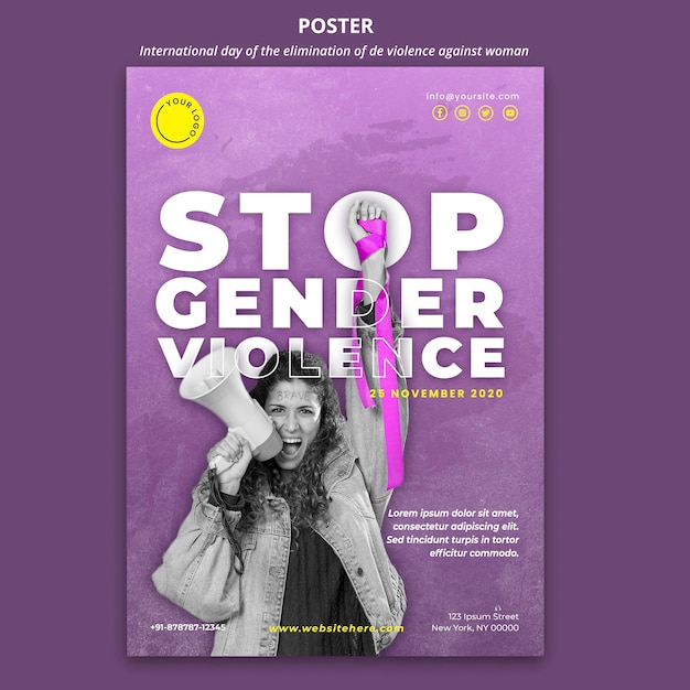 PSD gratuito consapevolezza della violenza contro le donne poster con foto