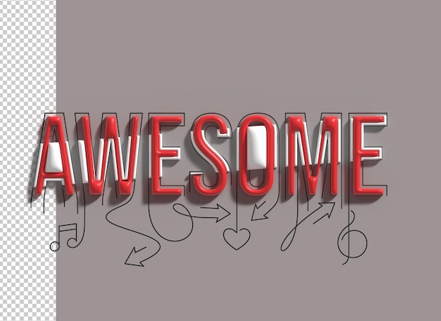 Awesome lettering 3d line art transparent psd font design