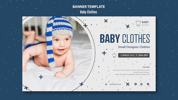 Free PSD baby clothes ad banner template
