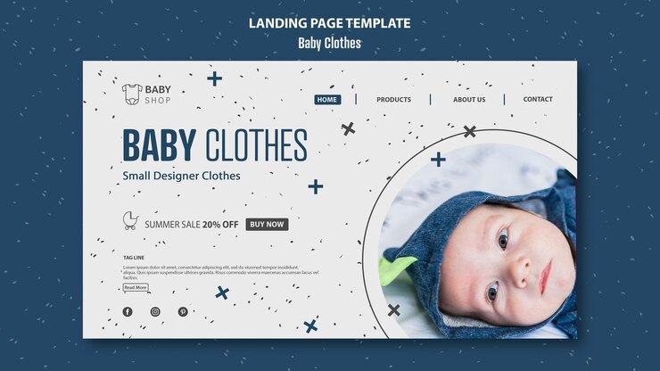 Free PSD baby clothes landing page template
