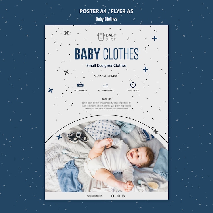 Free PSD baby clothes template poster