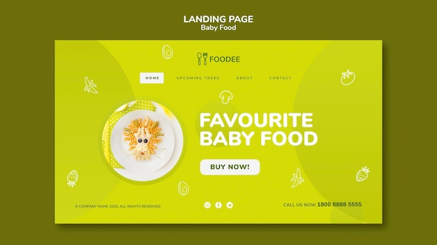 Free PSD baby food landing page design