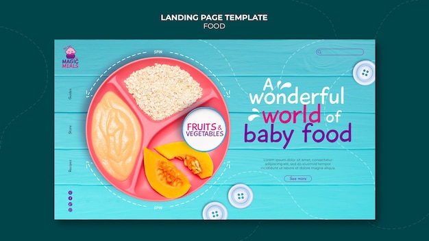 Free PSD baby food landing page