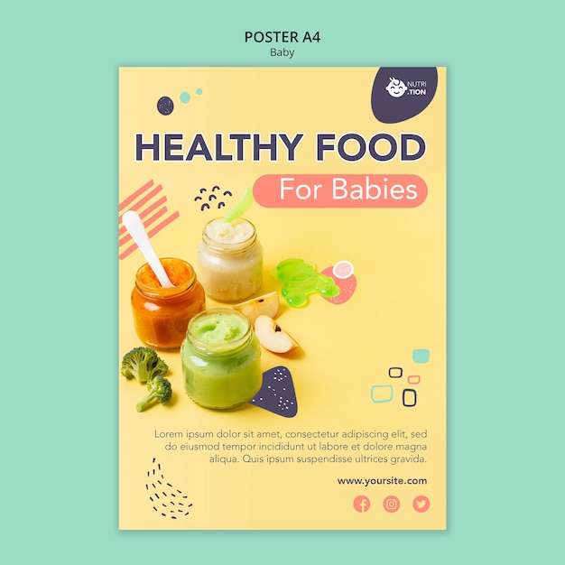 Modello di poster per alimenti per bambini