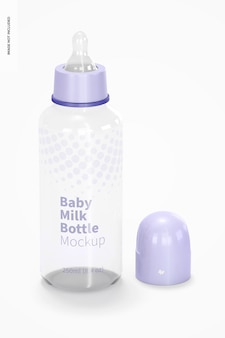 Baby milk bottle mockup, front view