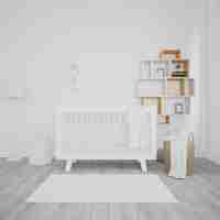 Free PSD baby's room with white crib