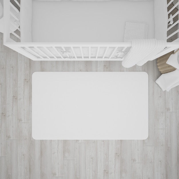 Free PSD baby's room with white crib