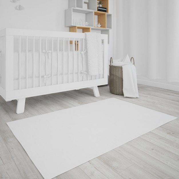 Free PSD baby's room with white crib