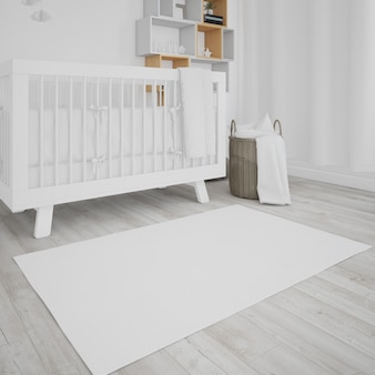 白い​ベビーベッド​と​赤ちゃん​の​部屋