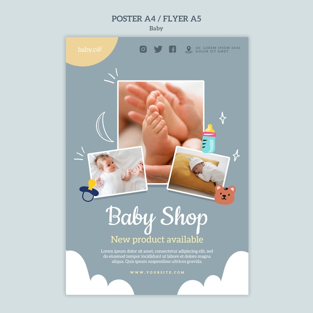 Free PSD baby shop print template