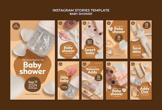 PSD gratuito celebrazione della doccia del bambino storie instagram