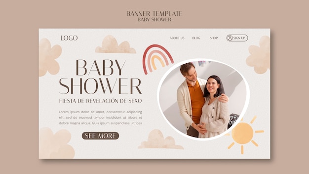 Free PSD baby shower celebration landing page