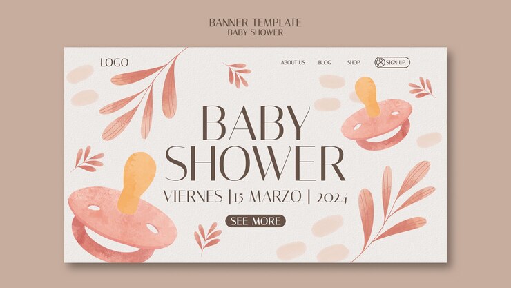 Free PSD baby shower celebration landing page