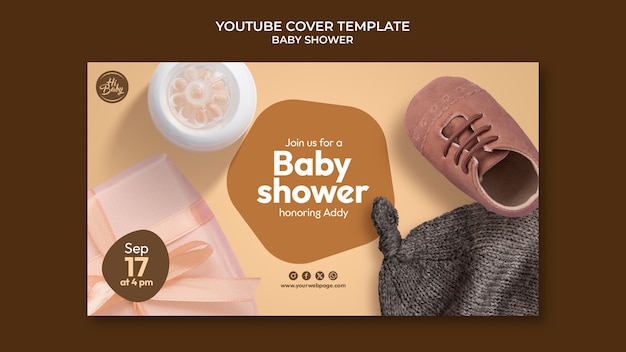 PSD gratuito cover di youtube per la celebrazione della doccia del bambino