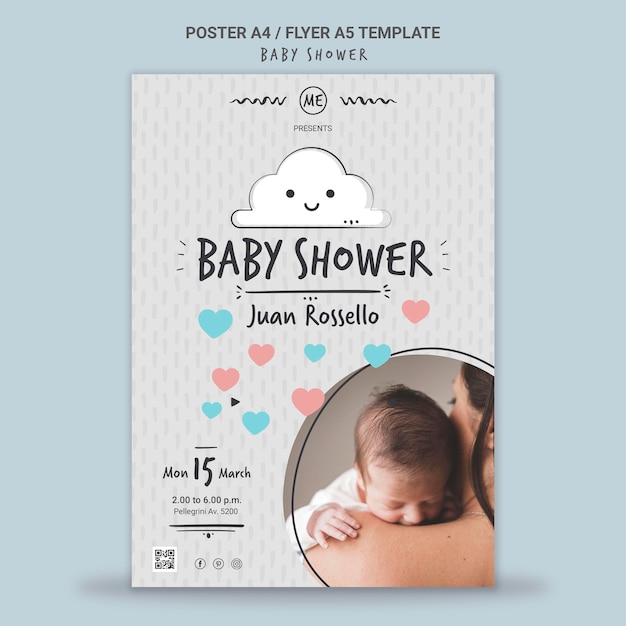 PSD gratuito modello di stampa baby shower