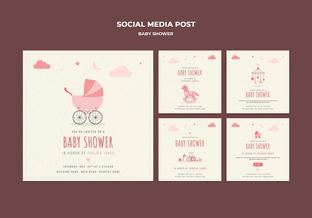 PSD gratuito post sui social media per baby shower