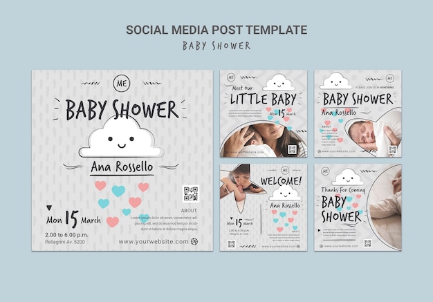 PSD gratuito post sui social media per baby shower