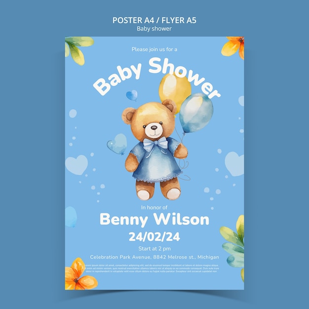 Free PSD baby shower template design