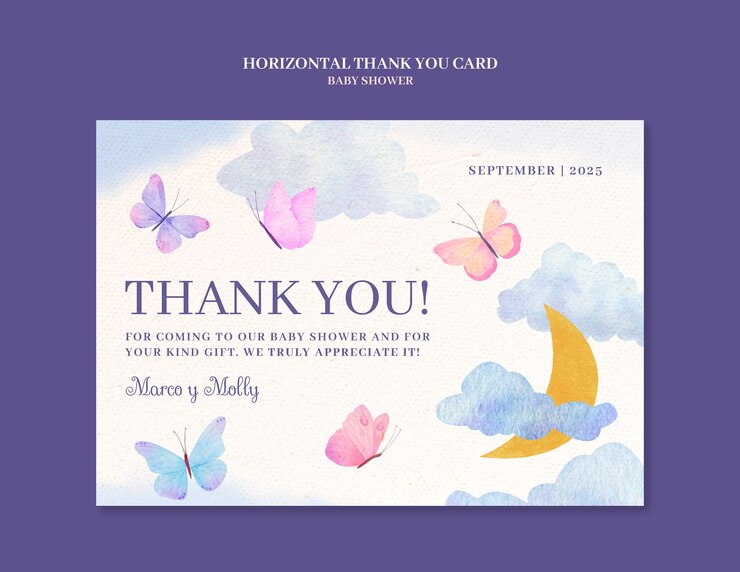 Free PSD baby shower thank you card template design