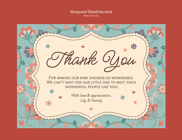 Baby shower thank you card template design