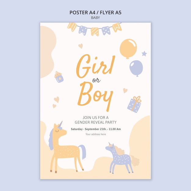 Baby shower youtube poster template design