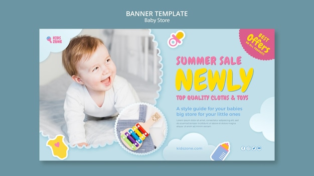 PSD gratuito modello di banner del negozio di bambini