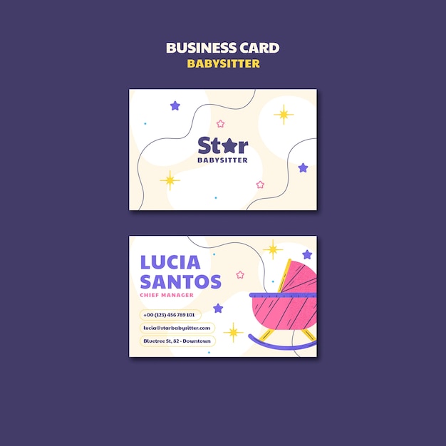 Free PSD babysitter job business card template