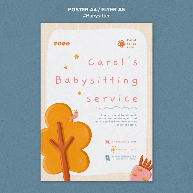 Babysitter job flyer template