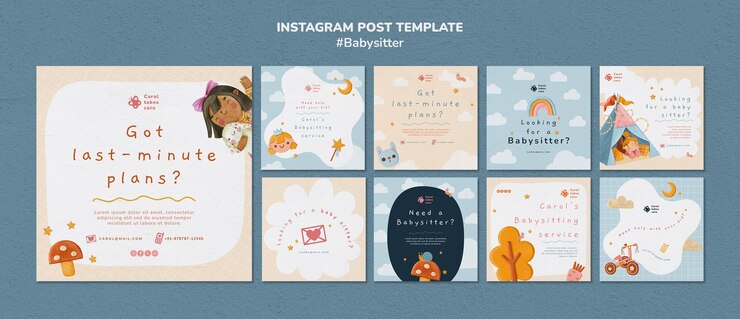 Free PSD babysitter job instagram posts