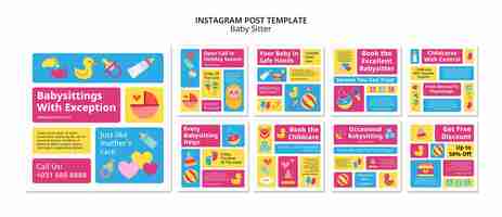 無料PSD ベビーシッターのテンプレートデザイン