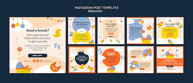 無料PSD ベビーシッターのテンプレートデザイン