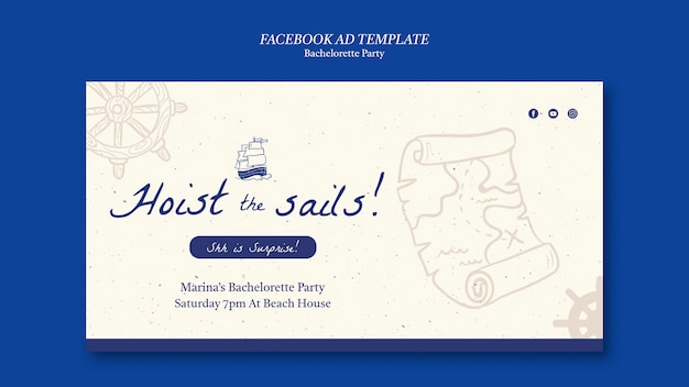 無料PSD バチェロレッテパーティーのfacebookの広告テンプレートのデザイン