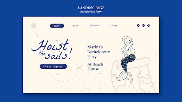 Free PSD bachelorette party landing page template design