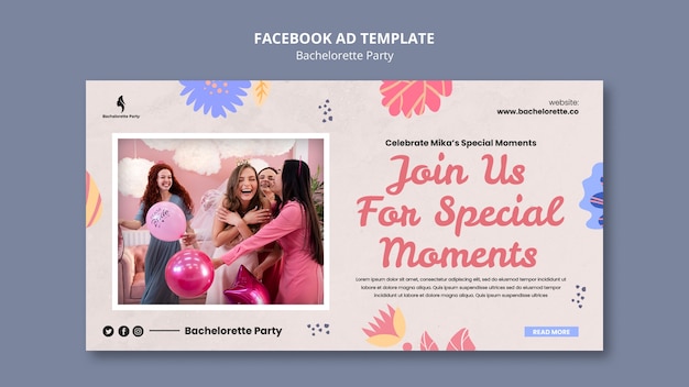 Бесплатный PSD Рекламный шаблон девичника в социальных сетях с цветочным дизайном